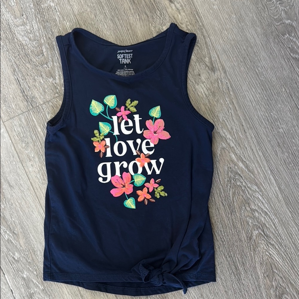 EUC Jumping Beans Navy “Let Love Grow”Tank Size 6